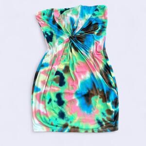 Multi coloured tie dye dress
